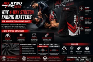 Why 4-Way Stretch Fabric Matters for Wholesale Grappling Shorts