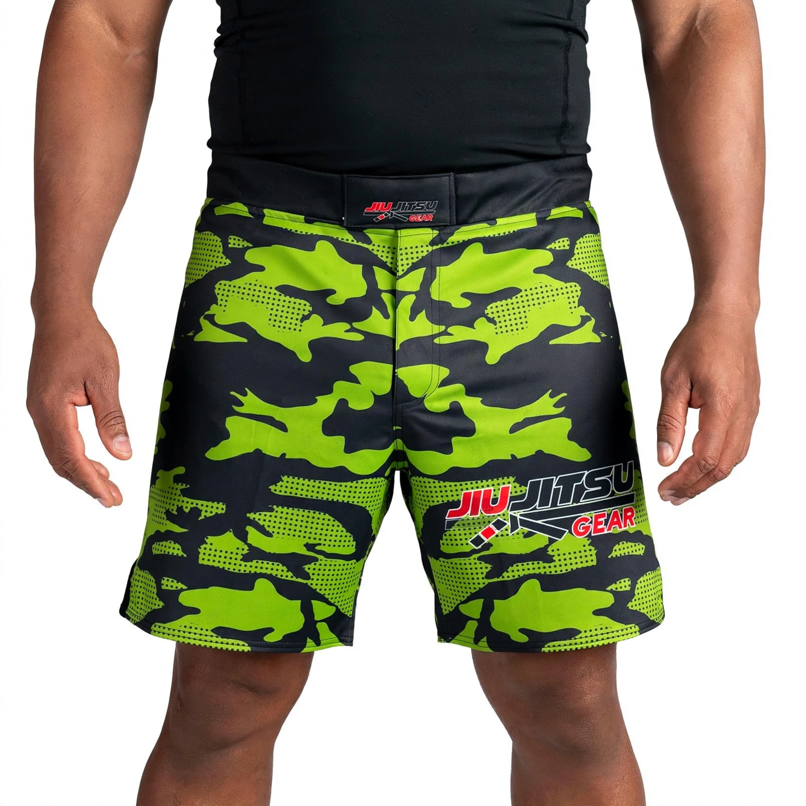 Men's Green Camo MMA Shorts 1600x1600 - JIU JITSU GEAR No-Gi BJJ Fight Shorts - Camouflage Grappling Shorts